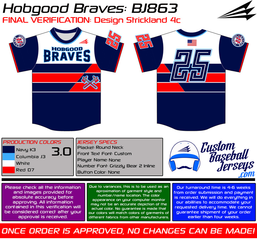 Hobgood Braves 2016 Custom Throwback Baseball Jerseys